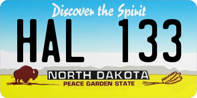 ND license plate HAL133