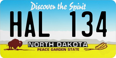 ND license plate HAL134