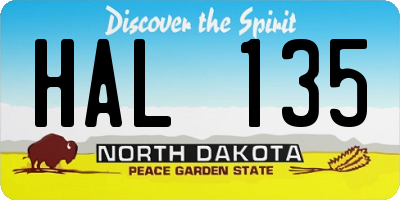 ND license plate HAL135