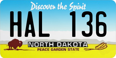 ND license plate HAL136