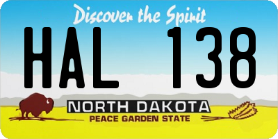 ND license plate HAL138