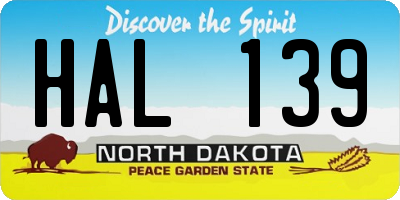 ND license plate HAL139