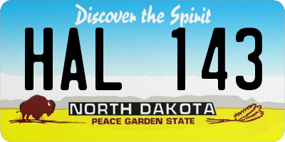 ND license plate HAL143