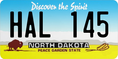 ND license plate HAL145