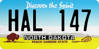 ND license plate HAL147