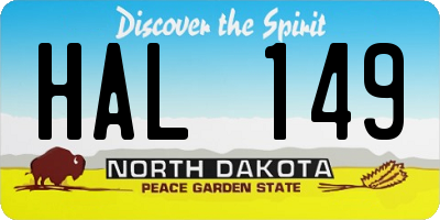 ND license plate HAL149