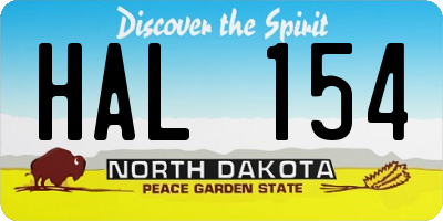 ND license plate HAL154