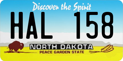 ND license plate HAL158