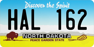 ND license plate HAL162