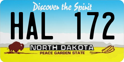 ND license plate HAL172