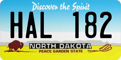 ND license plate HAL182