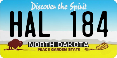 ND license plate HAL184