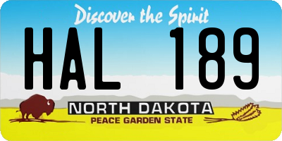 ND license plate HAL189