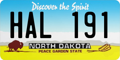 ND license plate HAL191