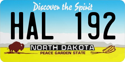 ND license plate HAL192