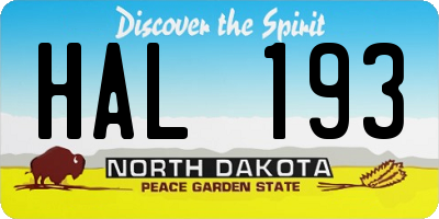 ND license plate HAL193