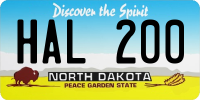 ND license plate HAL200