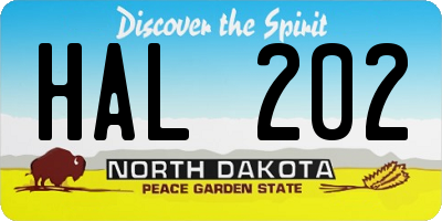 ND license plate HAL202