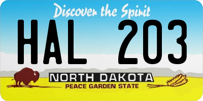 ND license plate HAL203