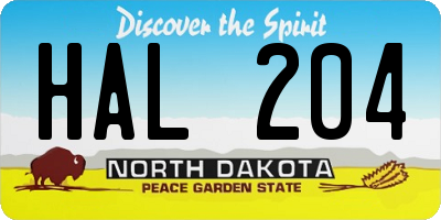 ND license plate HAL204