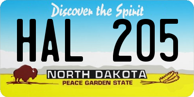 ND license plate HAL205