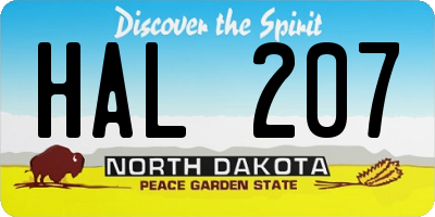 ND license plate HAL207