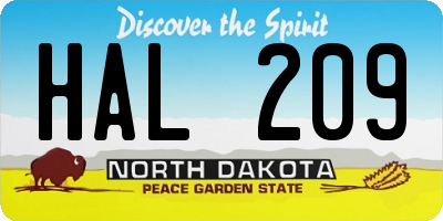 ND license plate HAL209