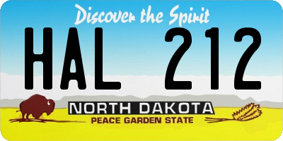 ND license plate HAL212