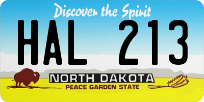 ND license plate HAL213