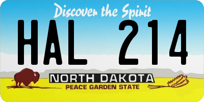 ND license plate HAL214