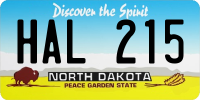 ND license plate HAL215