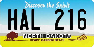 ND license plate HAL216