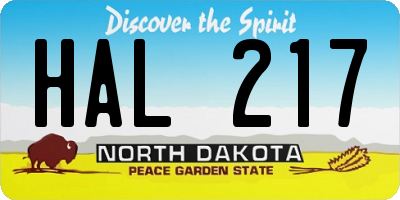 ND license plate HAL217