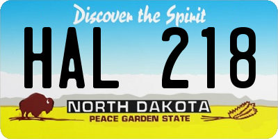 ND license plate HAL218