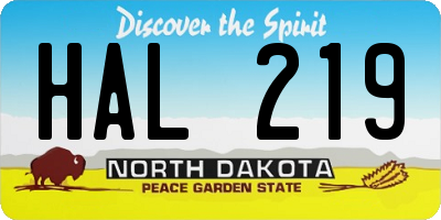 ND license plate HAL219