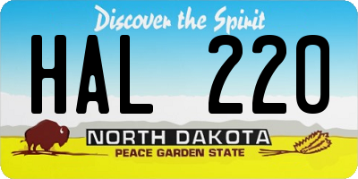 ND license plate HAL220