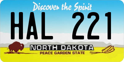 ND license plate HAL221