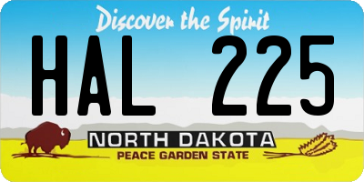 ND license plate HAL225