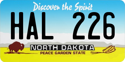 ND license plate HAL226