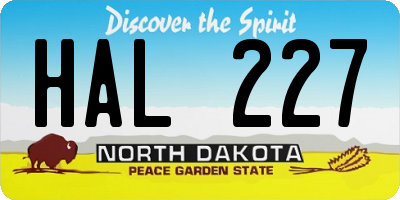 ND license plate HAL227