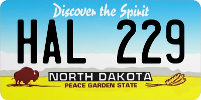 ND license plate HAL229