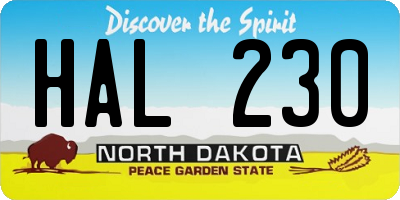 ND license plate HAL230