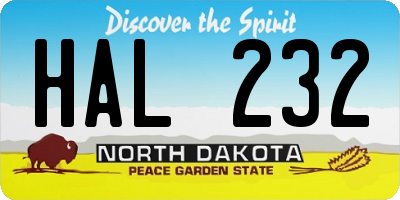 ND license plate HAL232