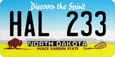 ND license plate HAL233