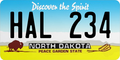 ND license plate HAL234