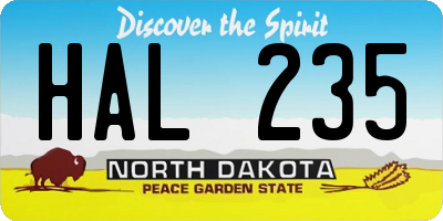 ND license plate HAL235