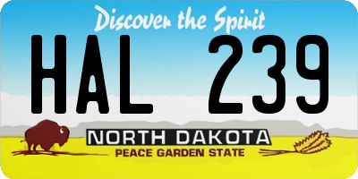 ND license plate HAL239