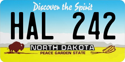 ND license plate HAL242