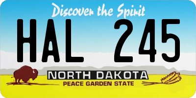 ND license plate HAL245