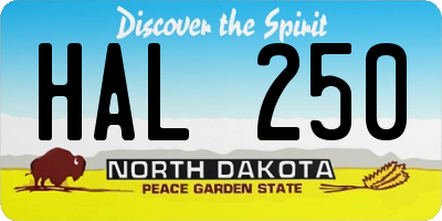 ND license plate HAL250